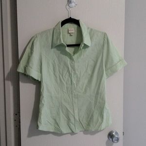 Light Luna moth button up green shirt